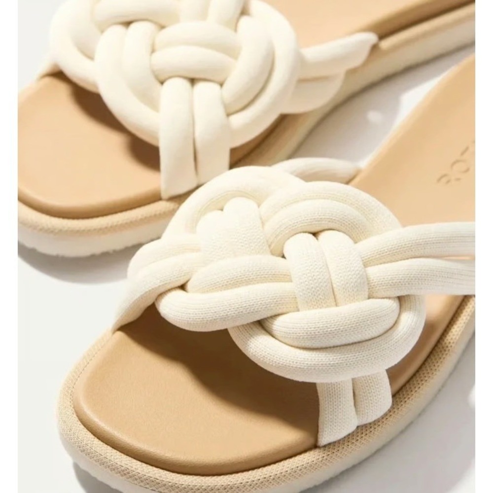 Rothys The Summer Sandal White Sand Braided Slide 191_001_WTSND Womens 9.5 NEW - Picture 2 of 7